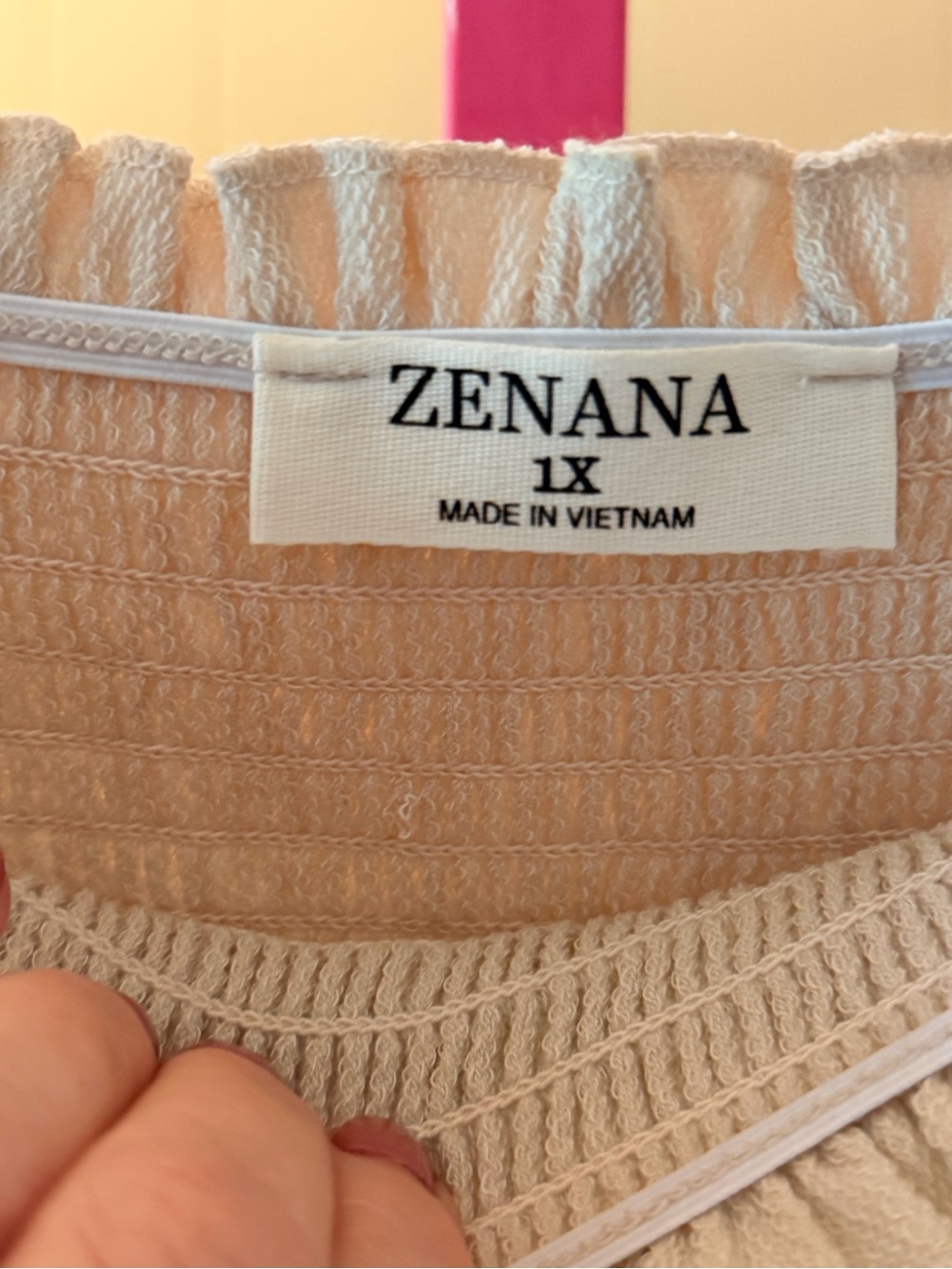 Size 1X Zenana Beige Smocked Bandeau Top